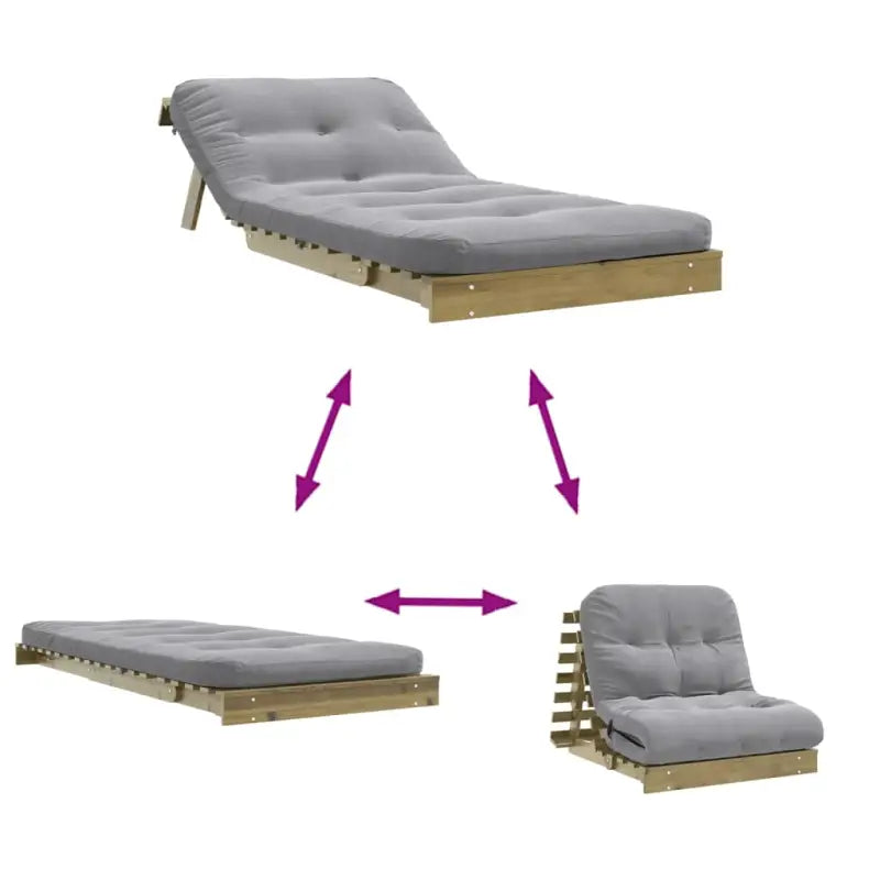 Houten futon slaapbank met verstelbare rugleuning voor comfort en veelzijdigheid - Futons