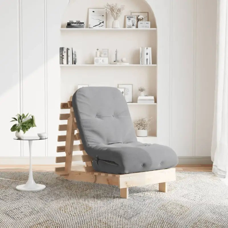 Houten futon slaapbank met verstelbare rugleuning voor comfort en veelzijdigheid - Natuurlijk grenenhout / 60 x 206 x