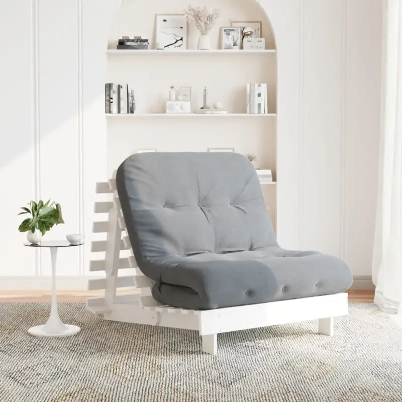 Houten futon slaapbank met verstelbare rugleuning voor comfort en veelzijdigheid - Wit / 90 x 206 x 11 cm - Futons