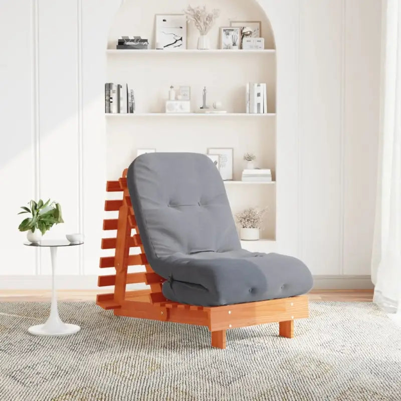 Houten futon slaapbank met verstelbare rugleuning voor comfort en veelzijdigheid - Wasbruin / 60 x 206 x 11 cm - Futons