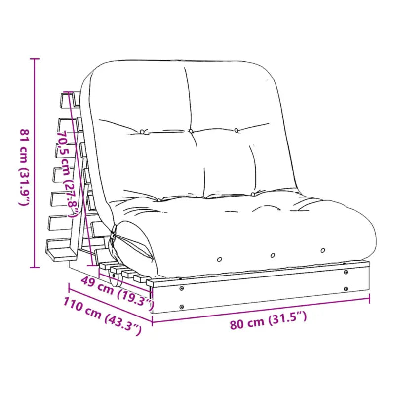 Houten futon slaapbank met verstelbare rugleuning voor comfort en veelzijdigheid - Futons