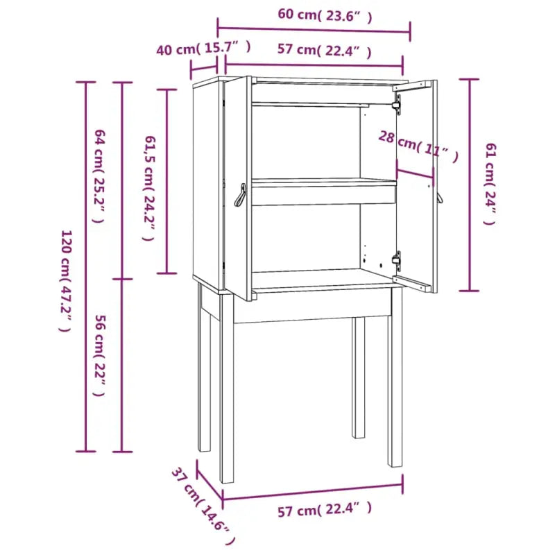 Houten hoge kast van massief grenenhout met rustiek ontwerp - Dressoirs & buffetkasten