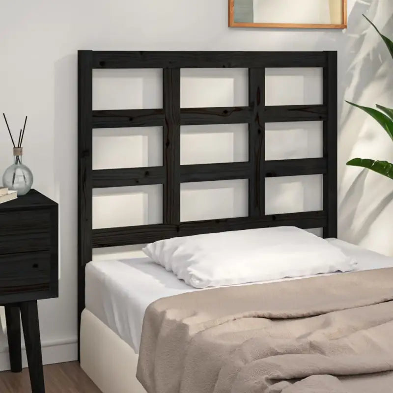 Houten hoofdbord van massief grenenhout met trendy design - Zwart / 105.5 x 100 cm / 1 - Hoofdborden en voetborden