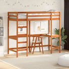 Houten hoogslaper met massief grenenhout en multiplex lattenbodem - Bruin / 75 x 190 cm - Bedden & bedframes