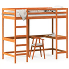 Houten hoogslaper met massief grenenhout en multiplex lattenbodem - Bedden & bedframes