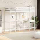 Houten hoogslaper met massief grenenhout en multiplex lattenbodem - Wit / 75 x 190 cm - Bedden & bedframes