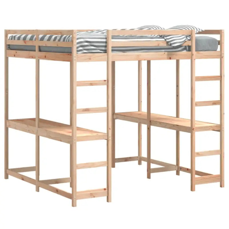 Houten Hoogslaper van Massief Grenenhout voor Een Ruimtebesparende Kamer - Bedden & bedframes