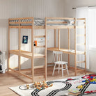 Houten Hoogslaper van Massief Grenenhout voor Een Ruimtebesparende Kamer - Naturel / 140 x 200 cm - Bedden & bedframes