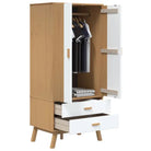 Houten kast met massief grenenhout en groot vak met houten poten - Kledingkasten