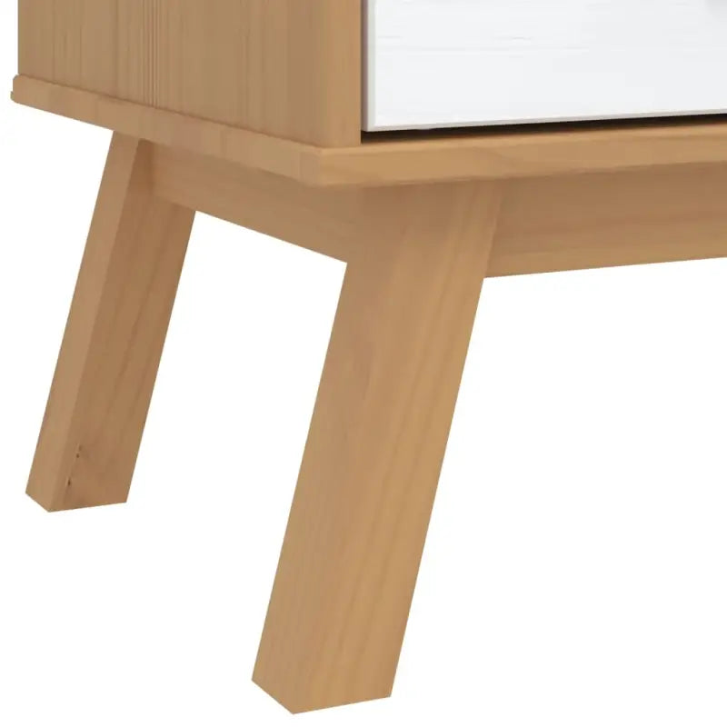 Houten kast met massief grenenhout en groot vak met houten poten - Kledingkasten