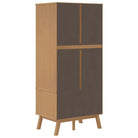 Houten kast met massief grenenhout en groot vak met houten poten - Kledingkasten