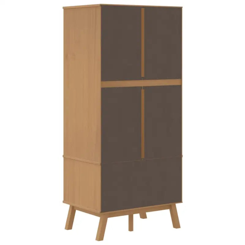 Houten kast met massief grenenhout en groot vak met houten poten - Kledingkasten