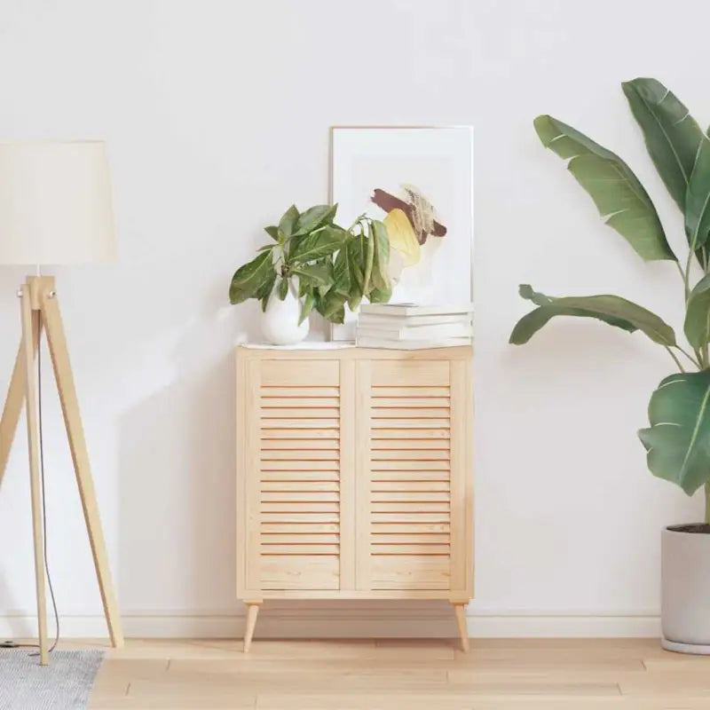 Houten kastdeuren van massief grenenhout met lamellen voor luchtcirculatie - Naturel / 61.5 x 29.5 cm / 2 - Kastdeuren