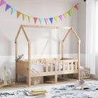 Houten kinderbedframe met open dakstructuur en massief grenenhout - Bruin / 70 x 140 cm - Bedden & bedframes