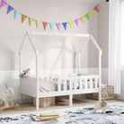 Houten kinderbedframe met open dakstructuur en massief grenenhout - Wit / 70 x 140 cm - Bedden & bedframes