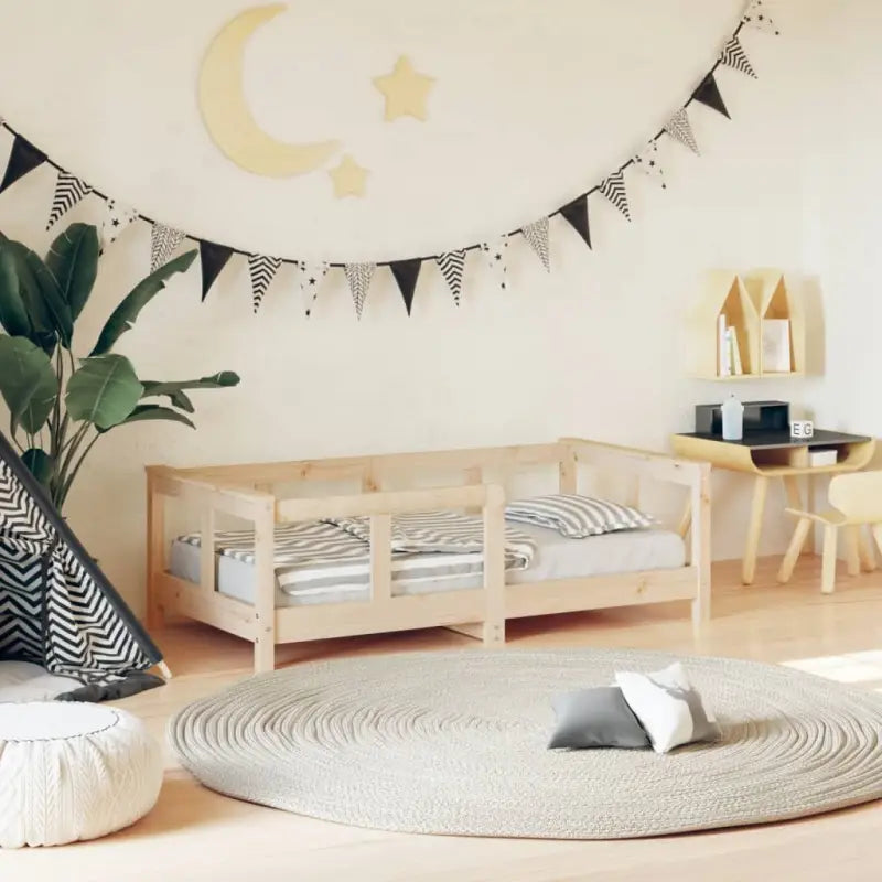 Houten kinderbedframe van massief grenenhout met tijdloos design - Naturel / 70 x 140 cm - Peuter- & kinderbedden