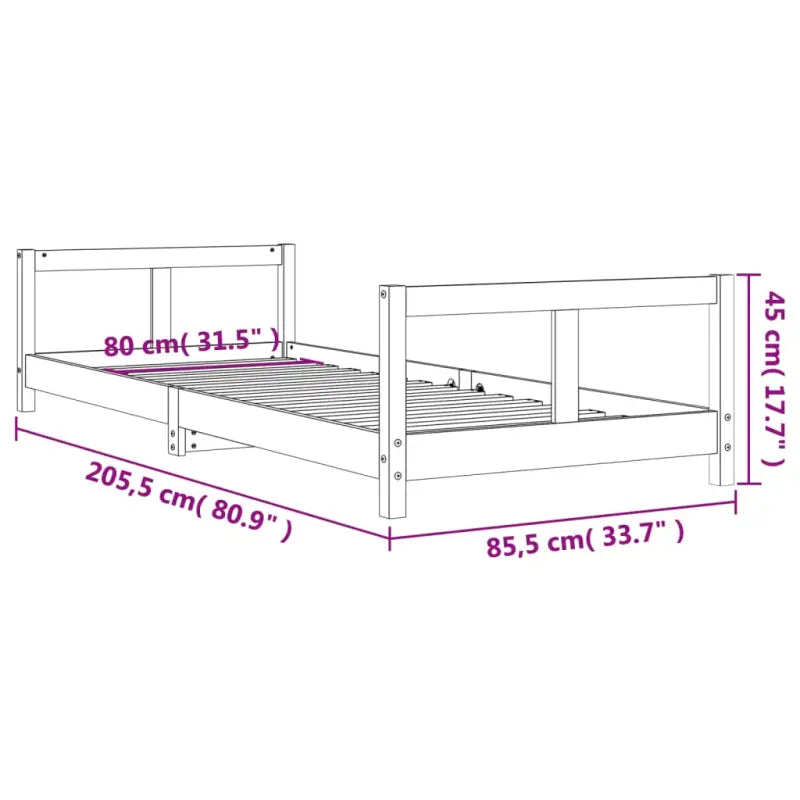 Houten kinderbedframe van massief grenenhout met tijdloos design - Peuter- & kinderbedden