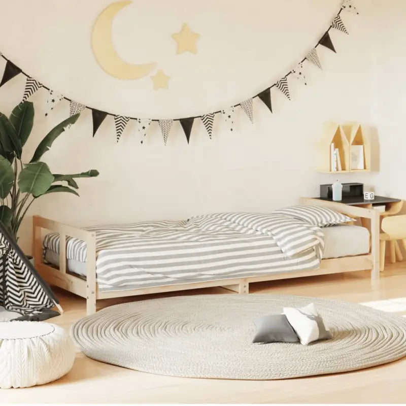 Houten kinderbedframe van massief grenenhout met tijdloos design - Naturel / 80 x 200 cm - Peuter- & kinderbedden