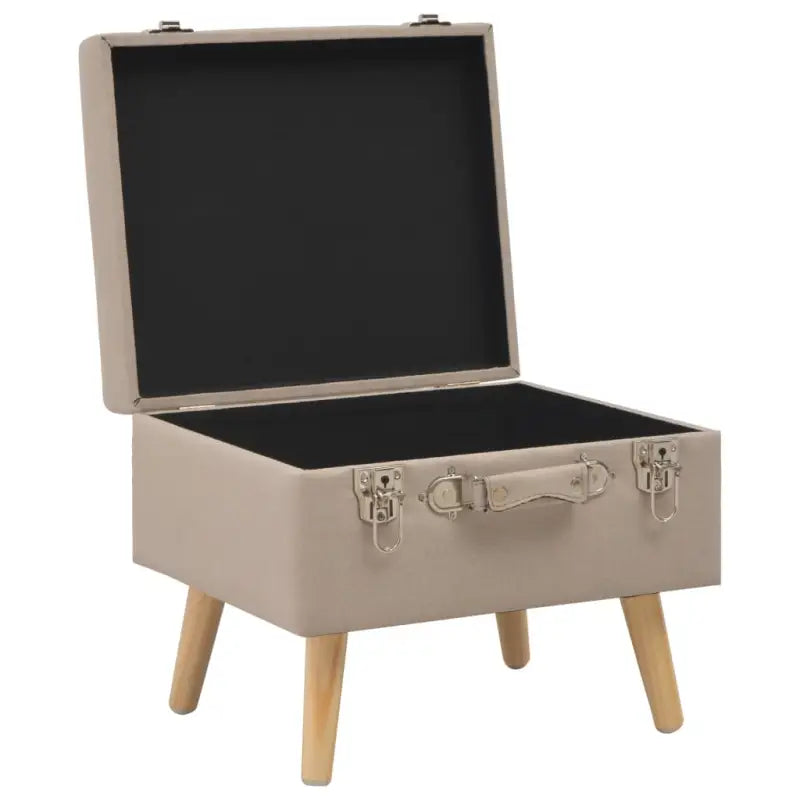Houten kruk met massief houten poten en comfortabel stoffen bekleding - Beige - Opberg- & halbankjes