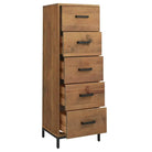 Houten ladekast van massief grenenhout met stevig bovenblad en metalen poten - Commodes & ladekasten