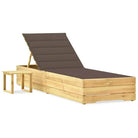 Houten Ligstoelen met Kussen en Tafeltje voor Buitenruimte - Taupe / 1 - Ligstoelen