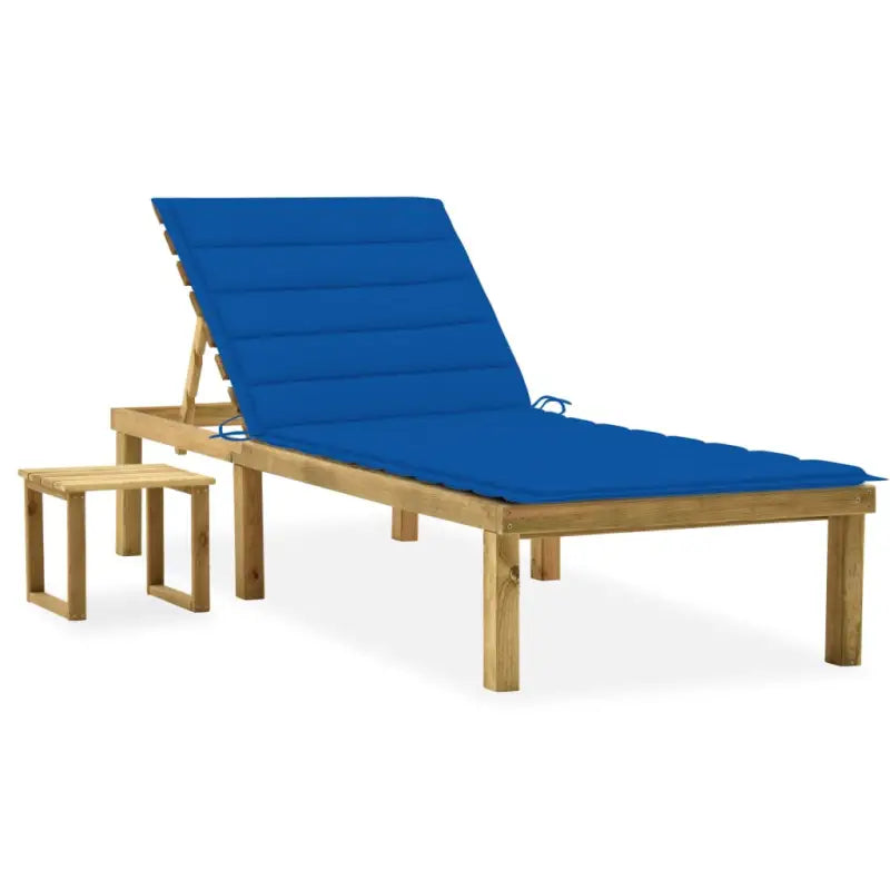 Houten Loungebed met Kussen en Tafeltje voor Buiten - koningsblauw / 1 - Ligstoelen