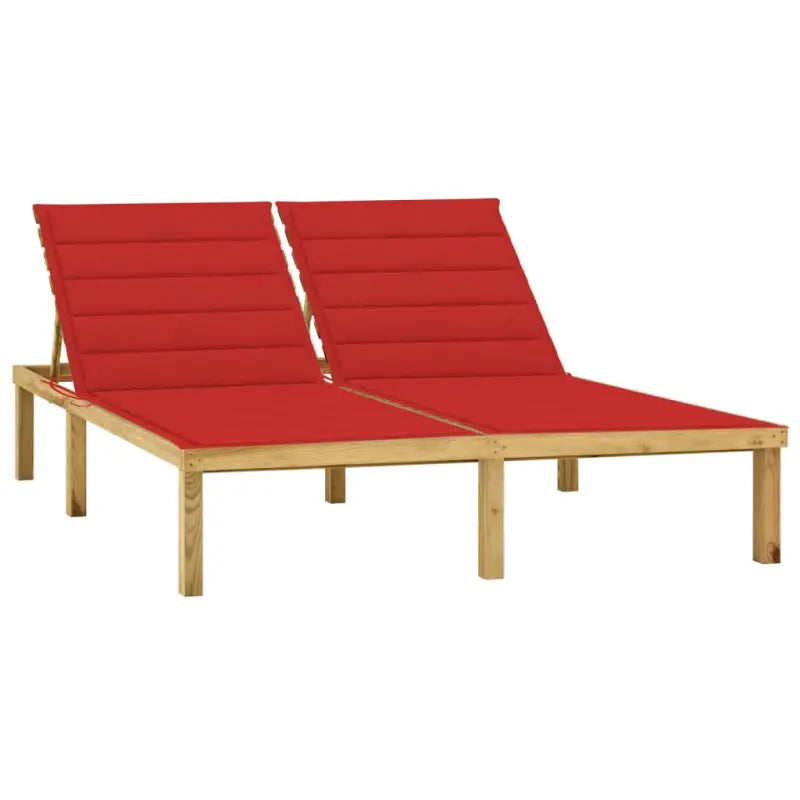 Houten loungebed met kussens voor buiten met rustieke charme - Rood / 1 - Ligstoelen