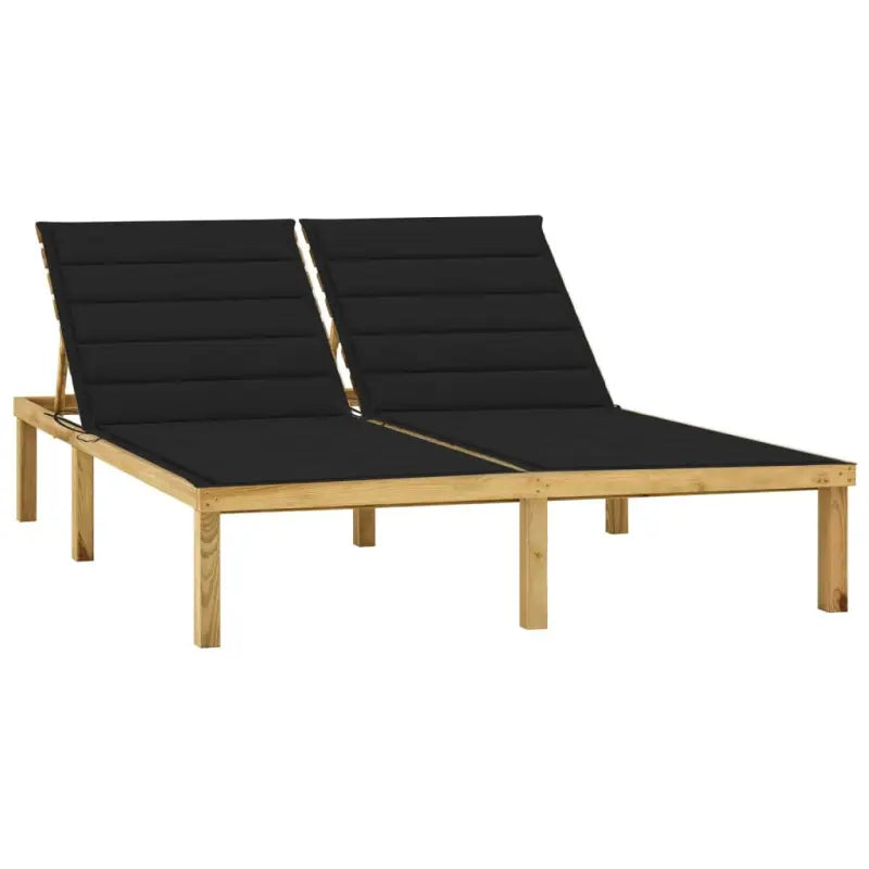 Houten loungebed met kussens voor buiten met rustieke charme - Zwart / 1 - Ligstoelen
