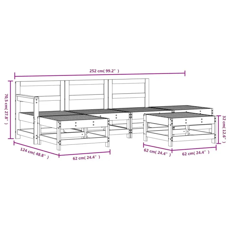 Houten loungeset in massief grenenhout voor je tuin of terras - Tuinsets