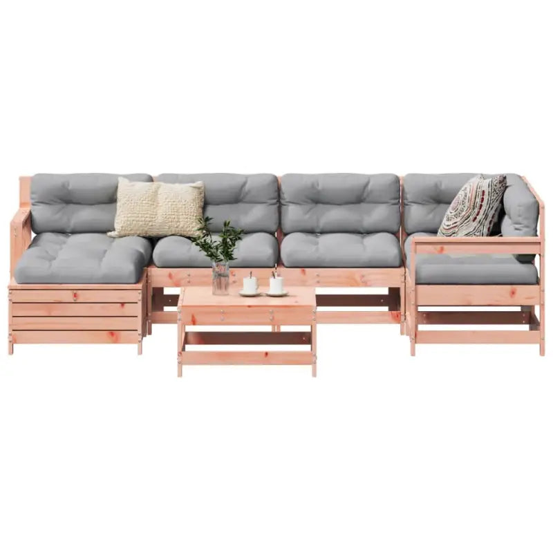Houten loungeset met modulair ontwerp en comfortabele afmetingen zitting - Natuurlijk douglashout - Tuinsets