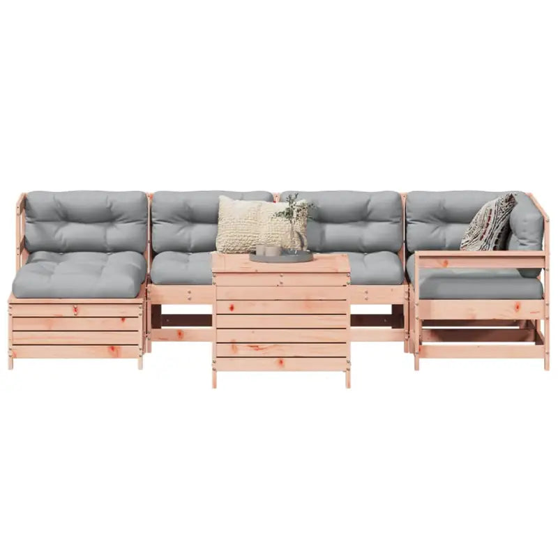 Houten loungeset met modulair ontwerp en comfortabele afmetingen zitting - Natuurlijk douglashout - Tuinsets