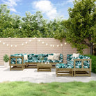 Houten loungeset met voetenbank en salontafel van geïmpregneerd grenenhout - Naturel geïmpregneerd - Tuinsets