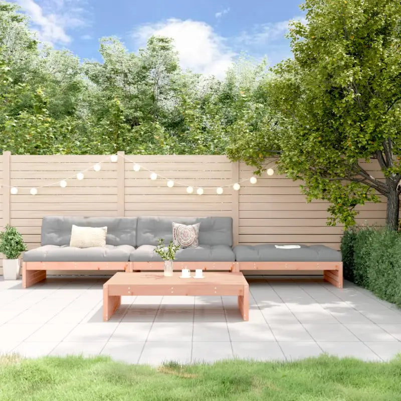 Houten loungeset met voetenbank en salontafel voor gezellige tuinen - Natuurlijk douglashout - Tuinsets