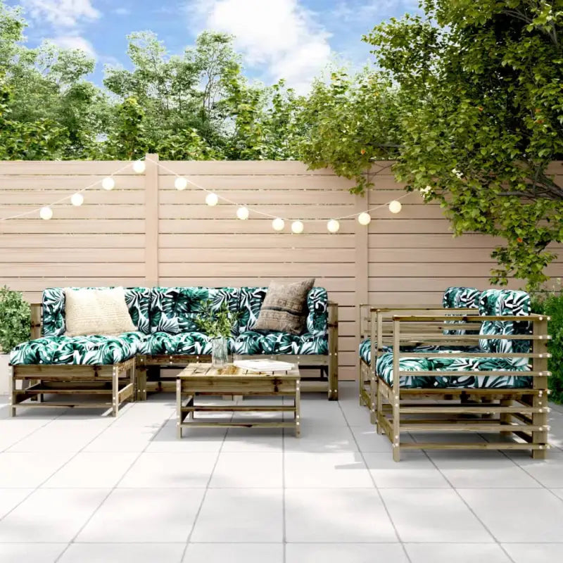 Houten loungeset met voeteneiland en salontafel van massief grenenhout - Donkerbruin - Tuinsets