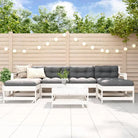 Houten loungeset met zachte kussens voor in de tuin - Wit grenenhout - Tuinsets