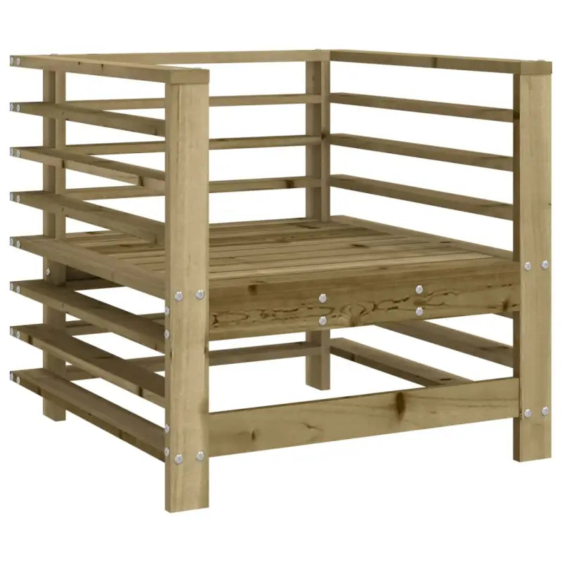 Houten loungeset van geïmpregneerd grenenhout met voetenbank en salontafel - Tuinsets