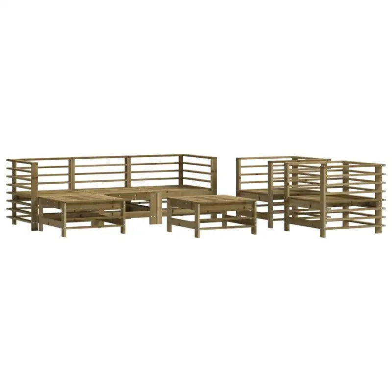 Houten loungeset van geïmpregneerd grenenhout met voetenbank en salontafel - Tuinsets