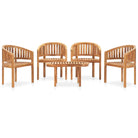 Houten loungeset van hard teakhout met een fijn geschuurde afwerking - 90 x 50 x 45 cm / 4x armstoel + tafel - Tuinsets