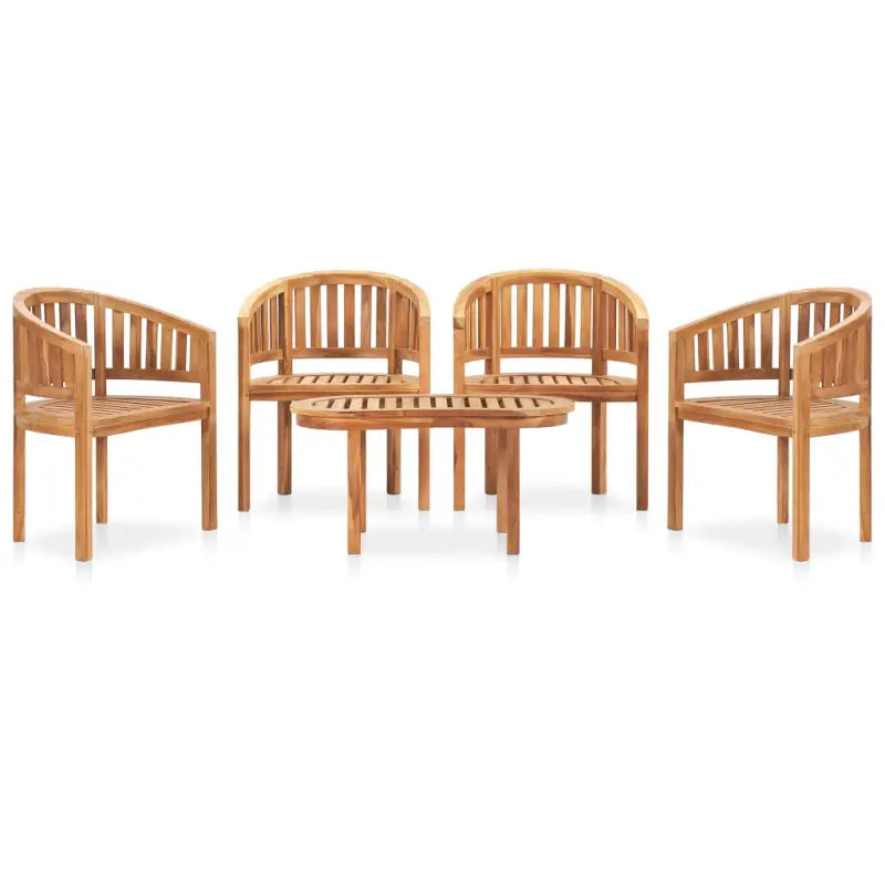 Houten loungeset van hard teakhout met een fijn geschuurde afwerking - 90 x 50 x 45 cm / 4x armstoel + tafel - Tuinsets