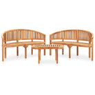 Houten loungeset van hard teakhout met een fijn geschuurde afwerking - 151 x 62 x 86 cm / 2x Bank + Tafel - Tuinsets