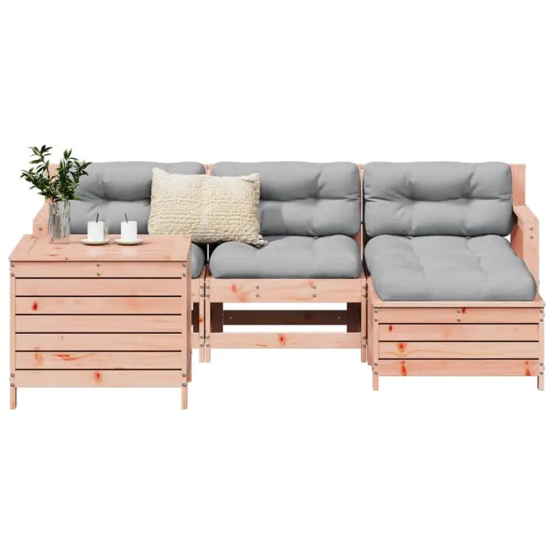 Houten loungeset van massief Douglas vurenhout voor je tuin of terras - Natuurlijk douglashout - Tuinsets