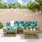 Houten loungeset van massief douglashout met voetenbank en salontafel - Donkerbruin - Tuinsets