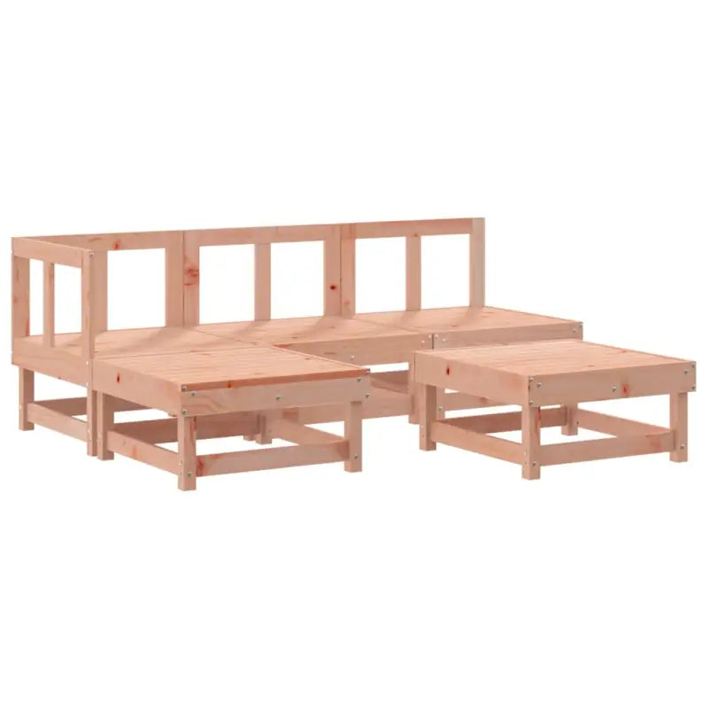 Houten loungeset van massief douglashout met voetenbank en salontafel - Tuinsets