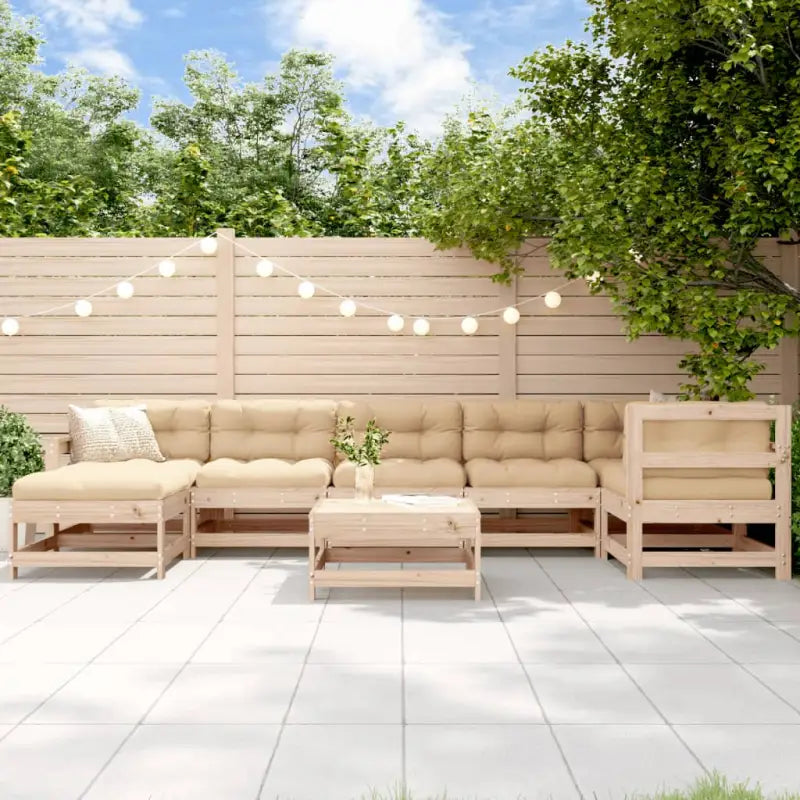 Houten loungeset van massief grenenhout met voetenbank en salontafel - Tuinsets