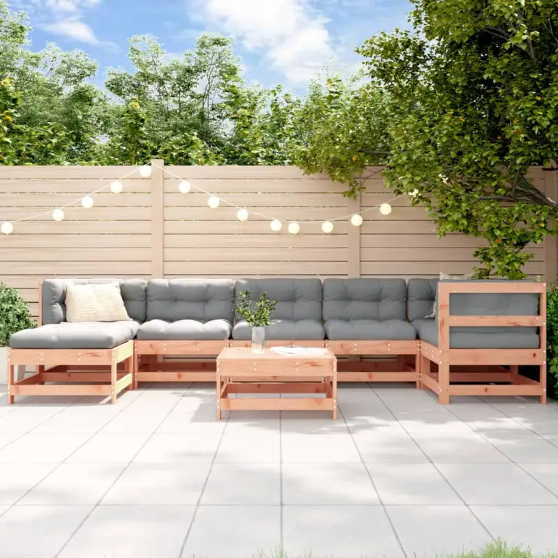 Houten loungeset van massief grenenhout met voetenbank en salontafel - Natuurlijk douglashout - Tuinsets