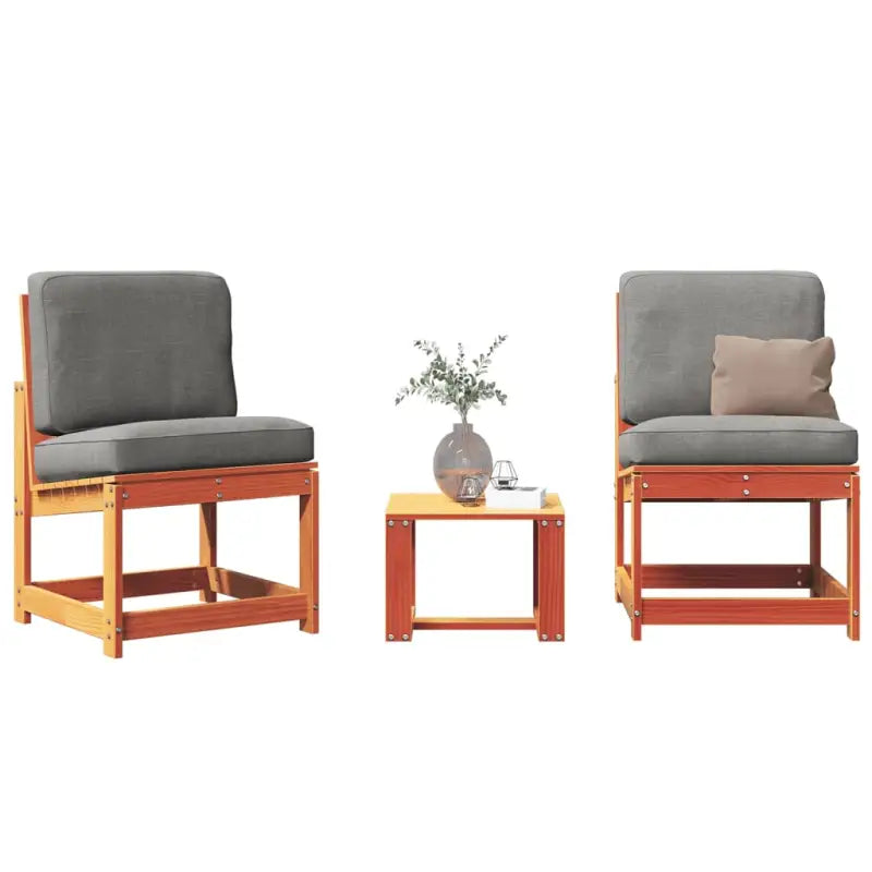 Houten loungeset van massief grenenhout voor in de tuin of op het terras - Wasbruin / 1 - Tuinstoelen