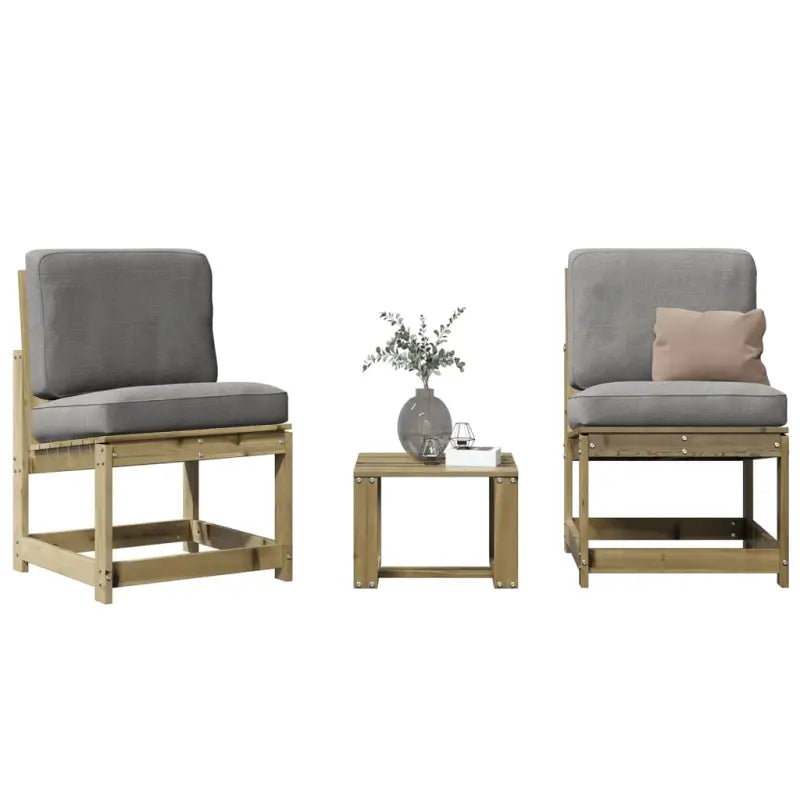 Houten loungeset van massief grenenhout voor in de tuin of op het terras - Naturel geïmpregneerd / 1 - Tuinstoelen