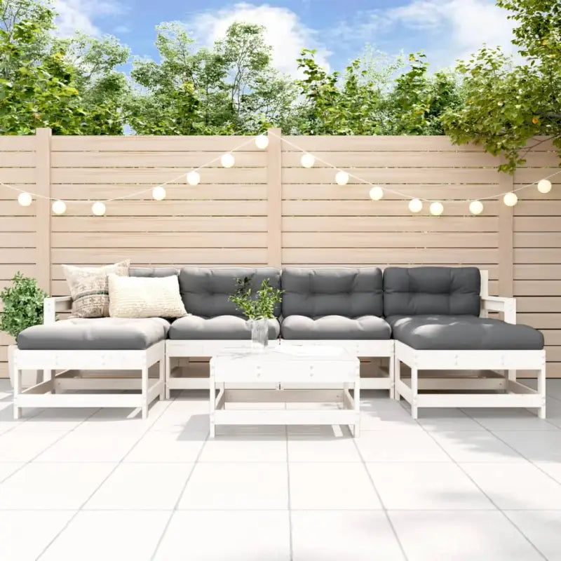 Houten loungeset van massief grenenhout voor in de tuin - Wit grenenhout - Tuinsets