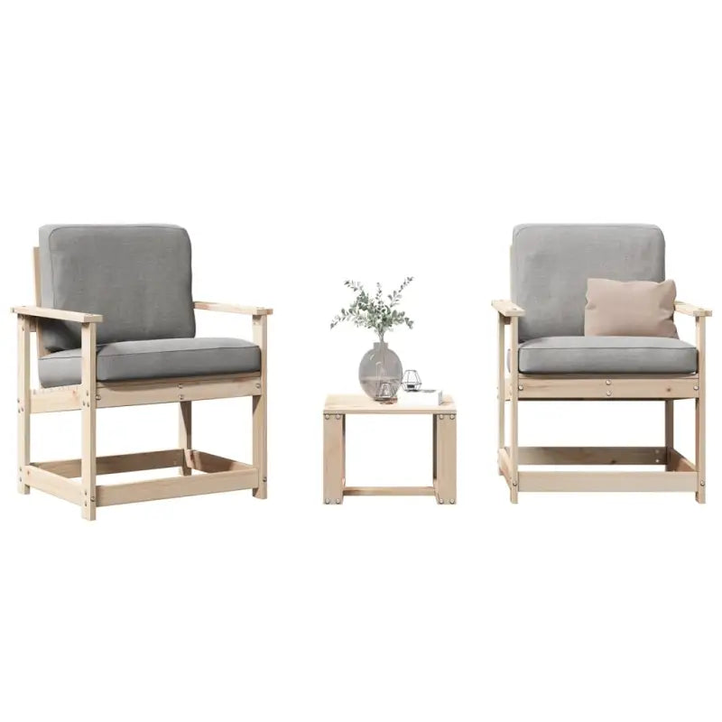 Houten loungeset van vacuüm geïmpregneerd grenenhout voor tuin en terras - Natuurlijk grenenhout / 1 - Tuinstoelen