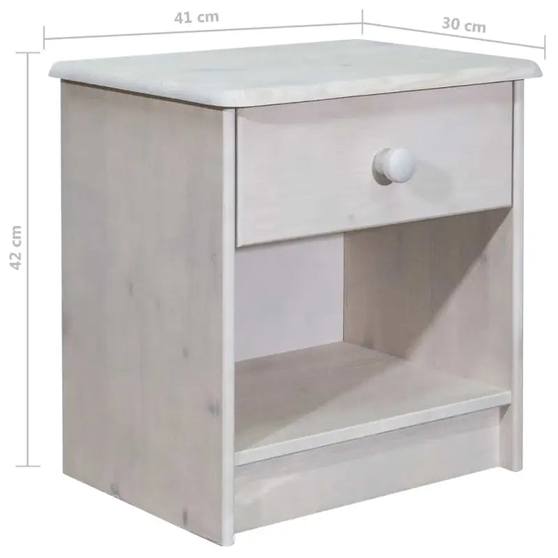 Houten nachtkastje van massief grenenhout met ronde houten knop - Wit / 1 - Nachtkastjes
